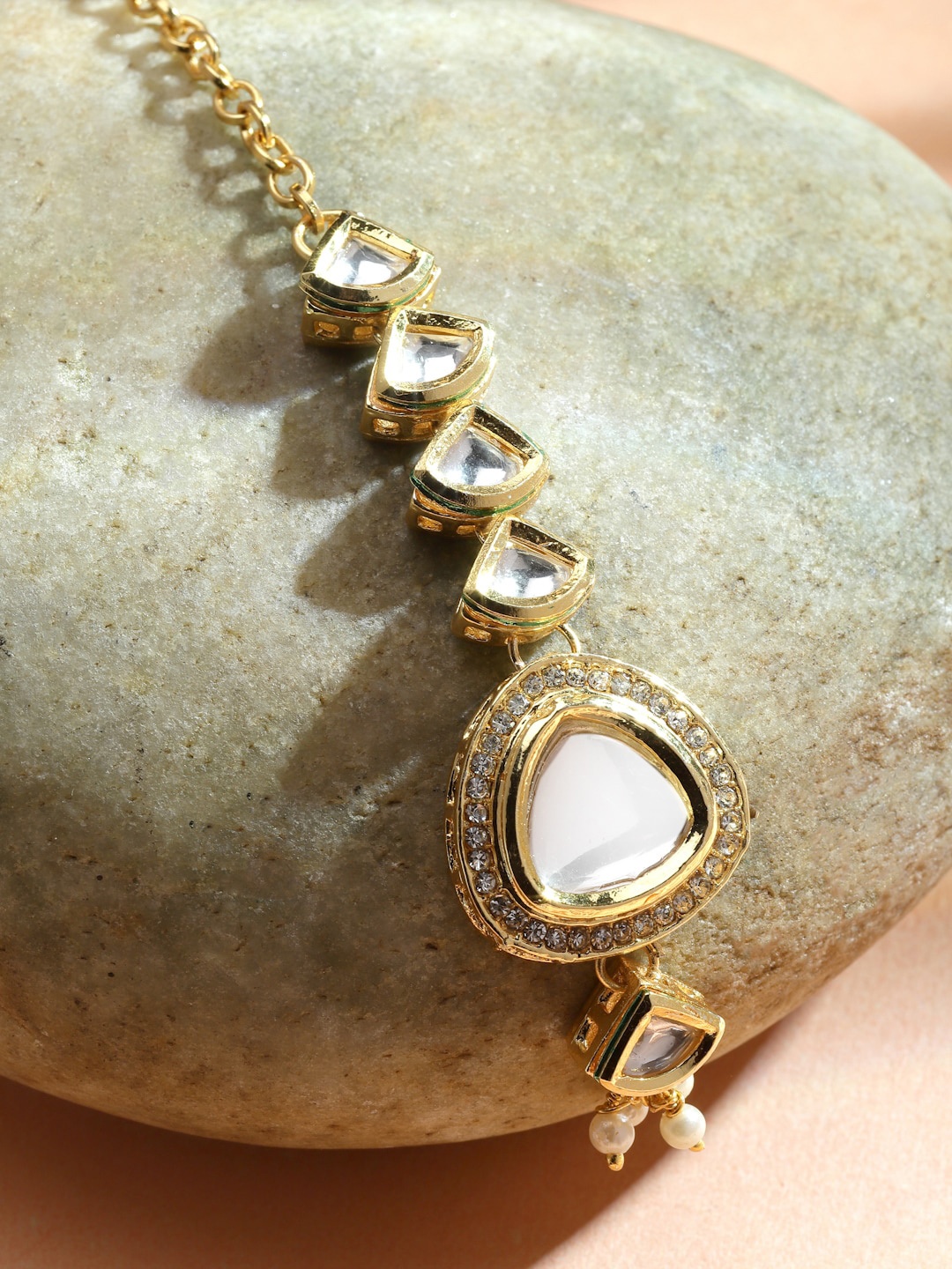 

Sanjog Gold-Plated Kundan-Studded Maang Tikka
