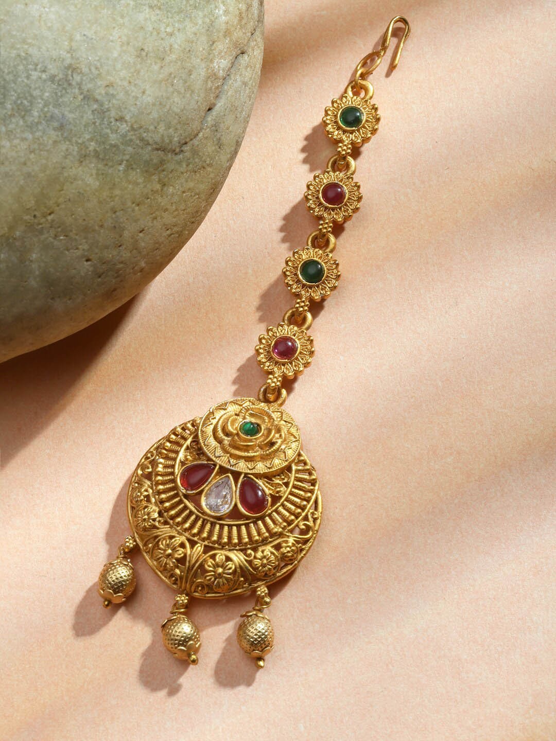 

Sanjog Gold-Plated Stone Studded Maang Tika
