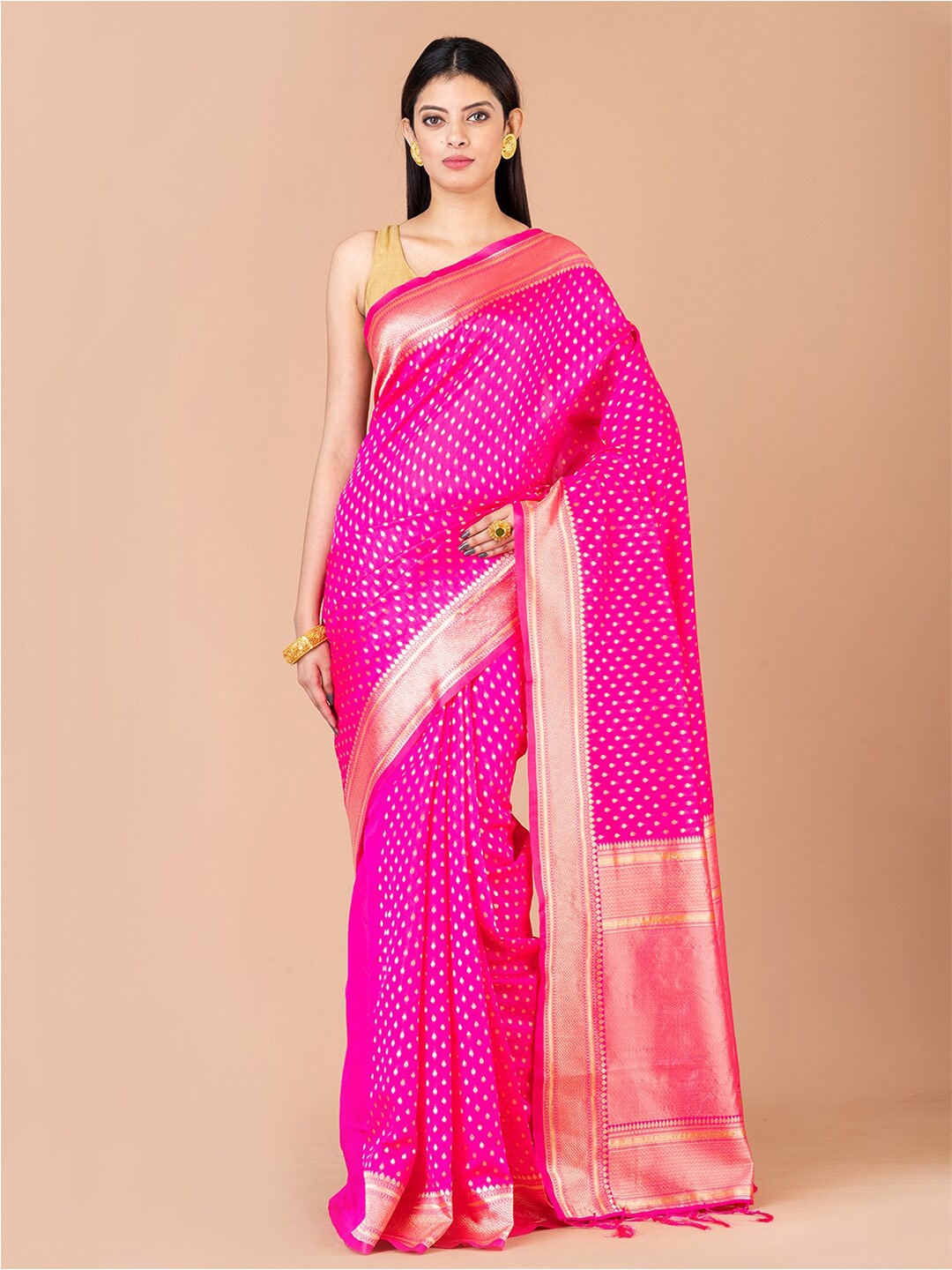 

Laa Calcutta Ethnic Woven Design Zari Banarasi Saree, Pink