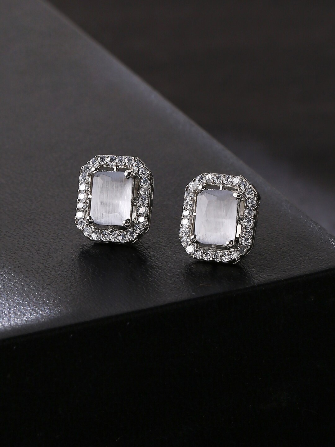 

VIRAASI Elegant Stone Ad Stud Earrings, Grey