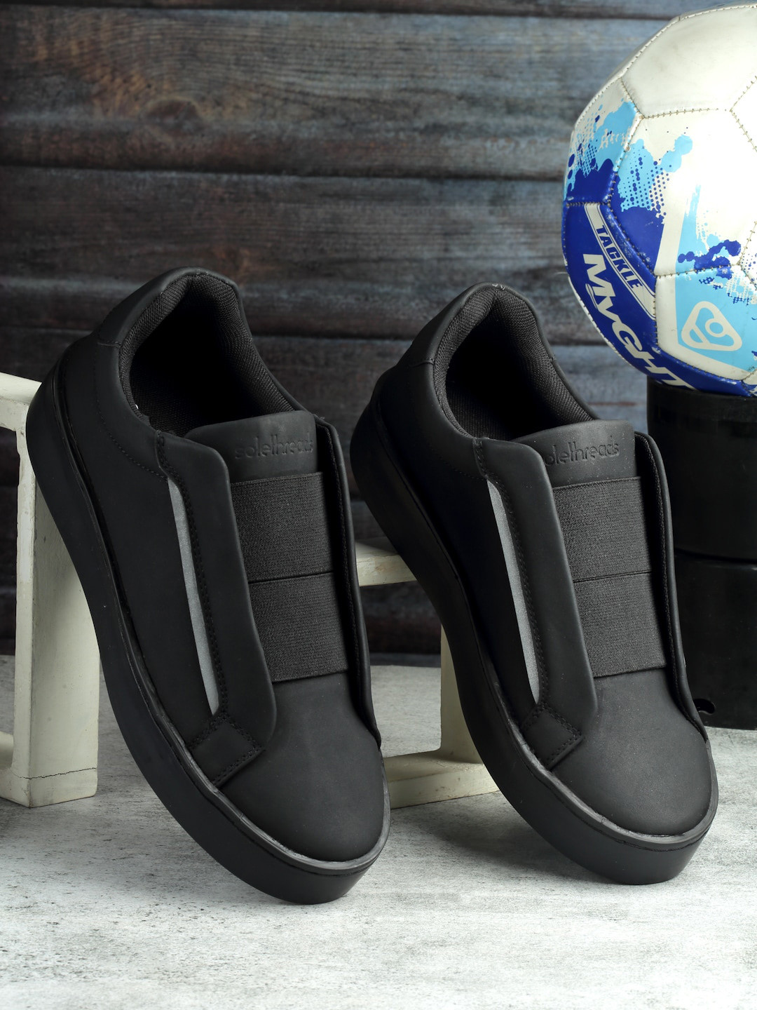 

Solethreads Women Round Toe Slip-On Sneakers, Black