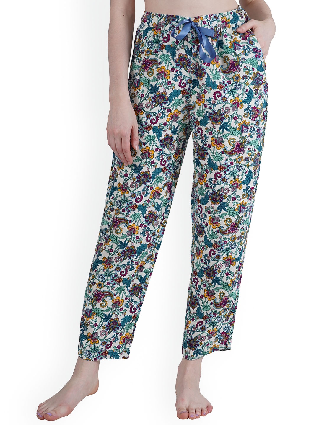 

Style Shoes Women Floral Printed Straight Fit Lounge Pants, Blue
