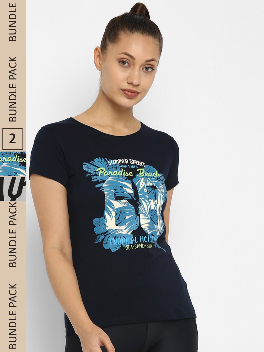 

appulse Pack Of 2 Varsity Printed Slim Fit T-shirt, Navy blue