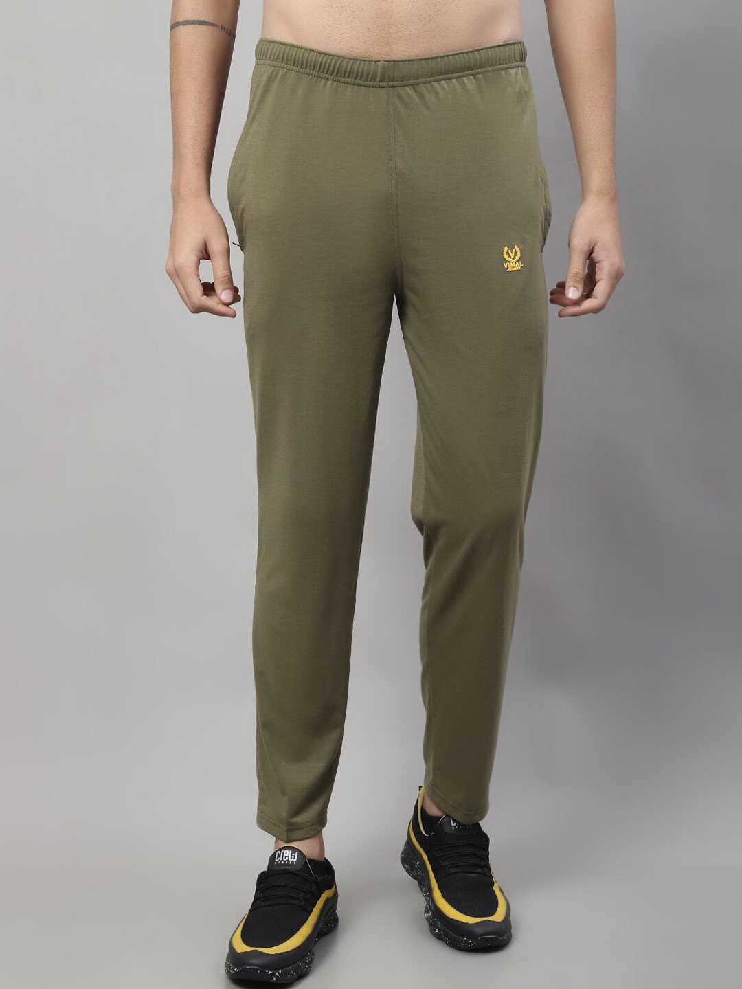 

VIMAL JONNEY Men Regular Fit Cotton Skin Friendly Track Pants, Olive
