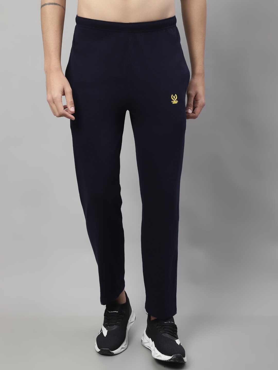

VIMAL JONNEY Men Regular Fit Cotton Skin Friendly Track Pants, Navy blue