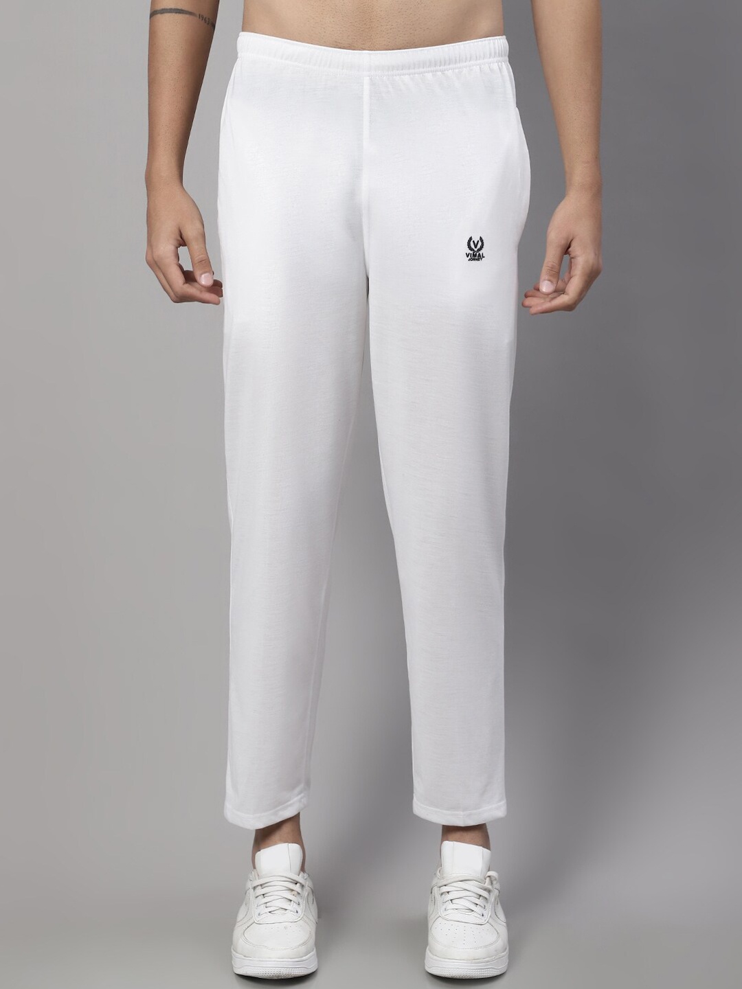 

VIMAL JONNEY Men Regular Fit Cotton Skin Friendly Track Pants, White