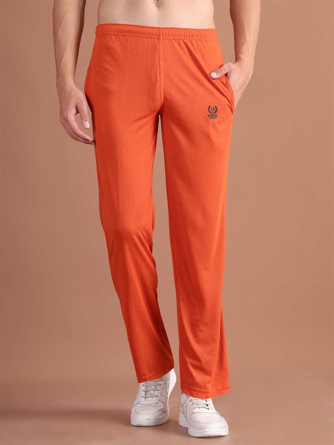 

MACK JONNEY Men Regular Fit Cotton Skin Friendly Track Pants, Rust