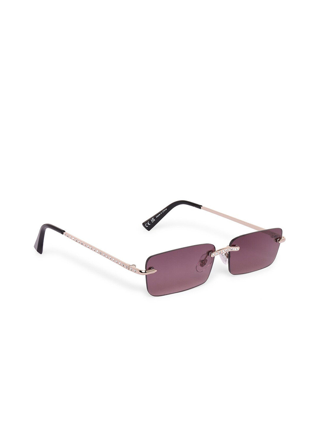 

ALDO Women Rimless Regular Lens Rectangle Sunglasses- 628155357062, Purple
