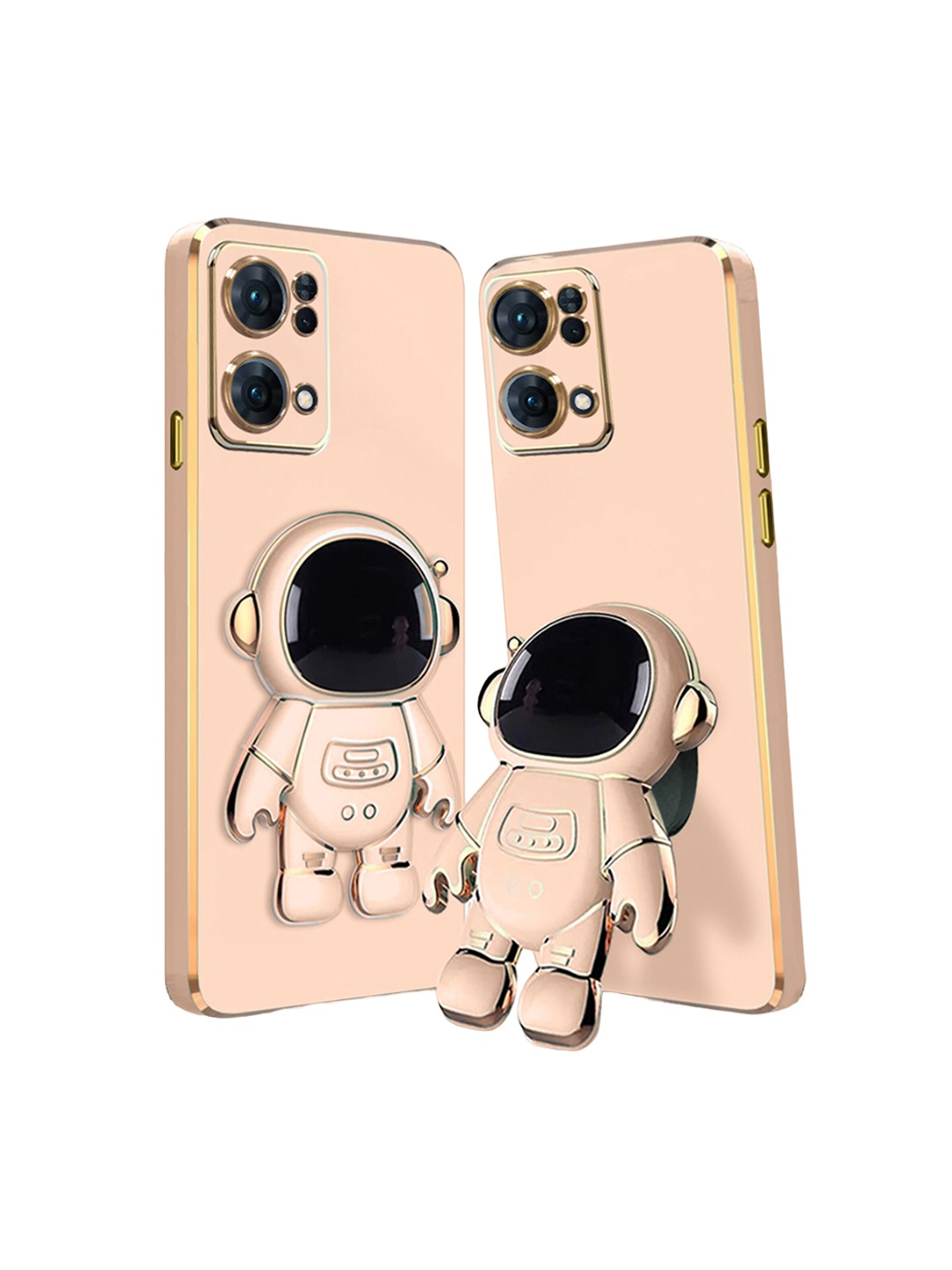 

Karwan Oppo Reno 7 Pro Phone Back Case With Astronaut Holster Stand, Peach