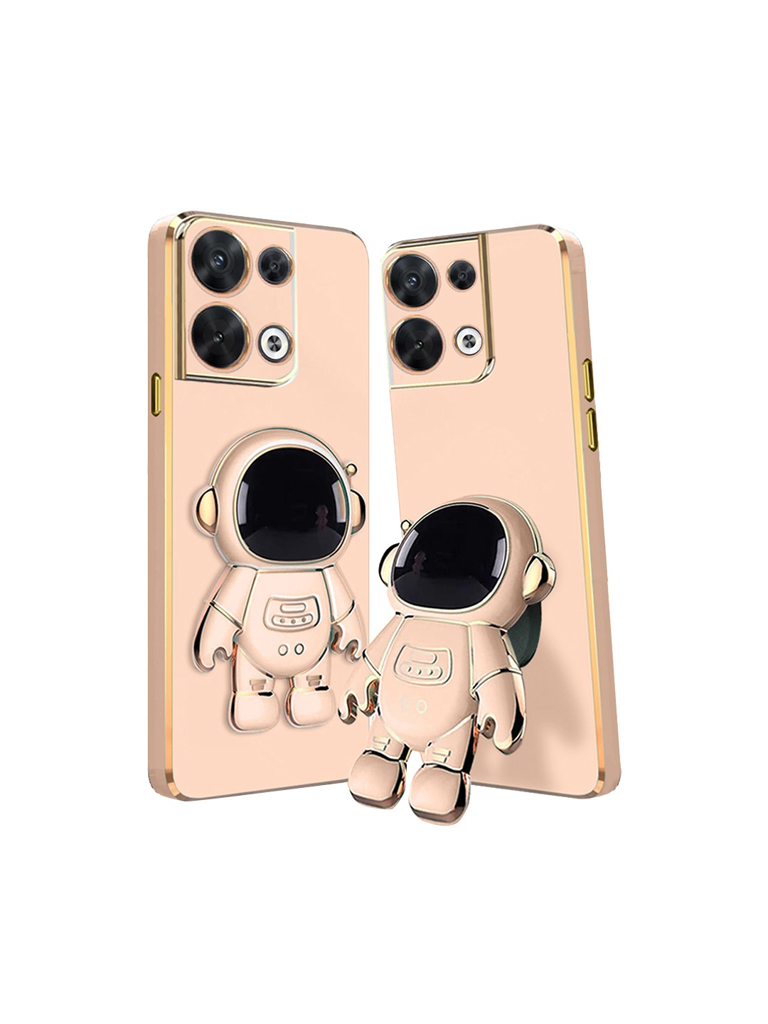 

Karwan Oppo Reno 8 Phone Back Case With Astronaut Holster Stand, Peach