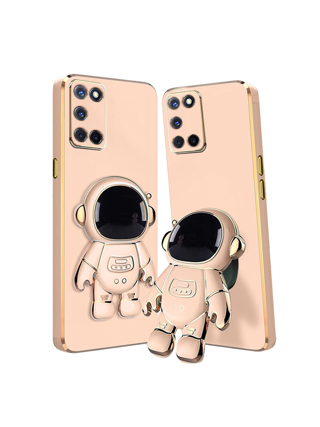 

Karwan Oppo A52 Phone Back Case With Astronaut Holster Stand, Peach