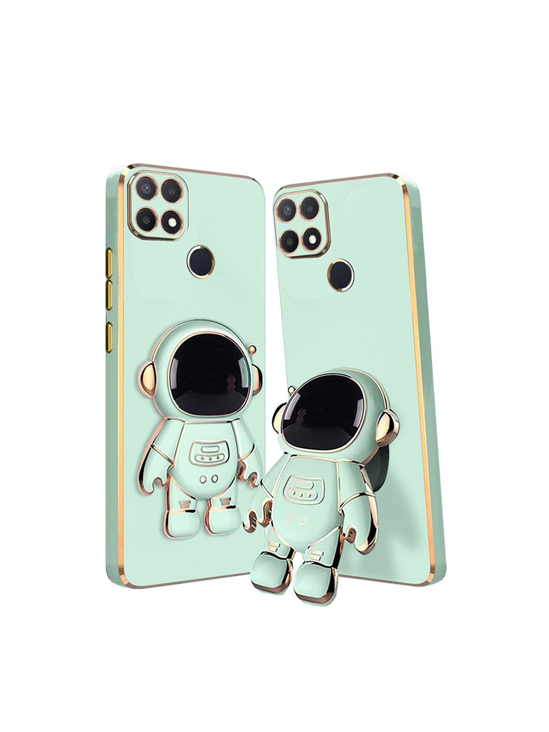 

Karwan Oppo A15 Phone Back Case With Astronaut Holster Stand, Green