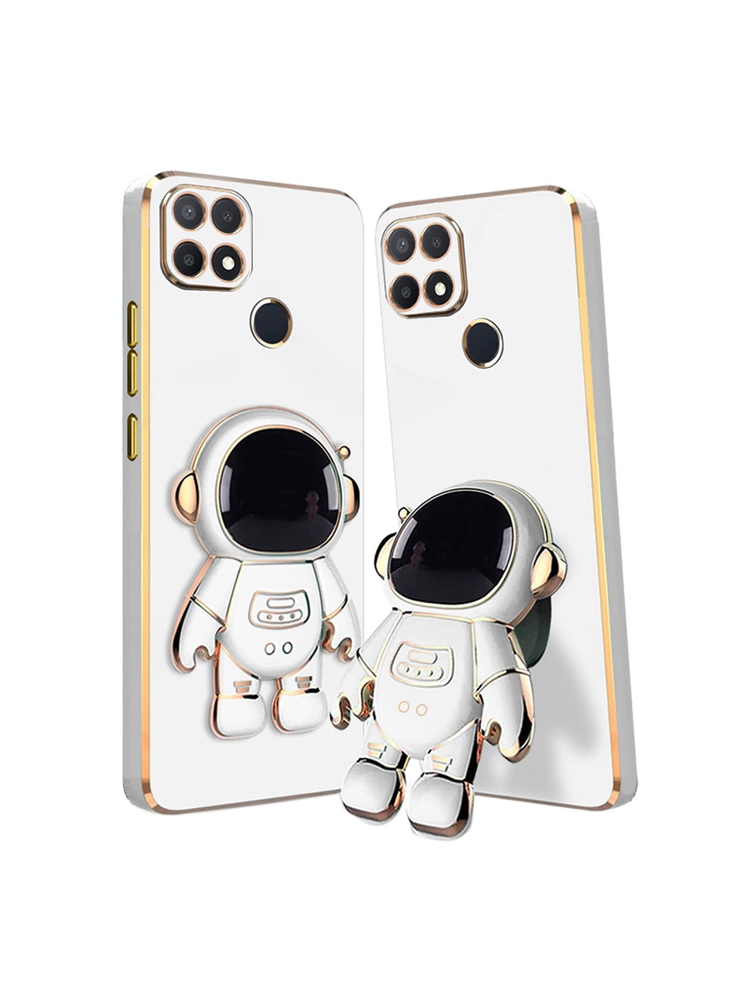 

Karwan Oppo A15 Phone Back Case With Astronaut Holster Stand, White