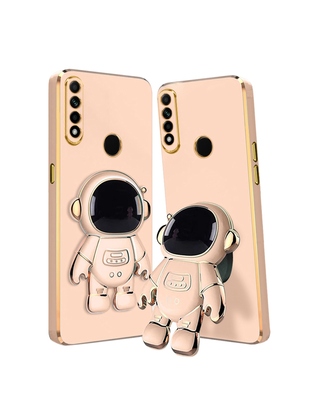 

Karwan Oppo A31 Phone Back Case With Astronaut Holster Stand, Peach