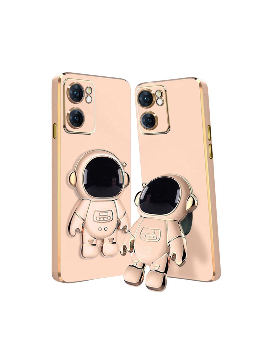 

Karwan Oppo K10 5G Phone Back Case With Astronaut Holster Stand, Peach