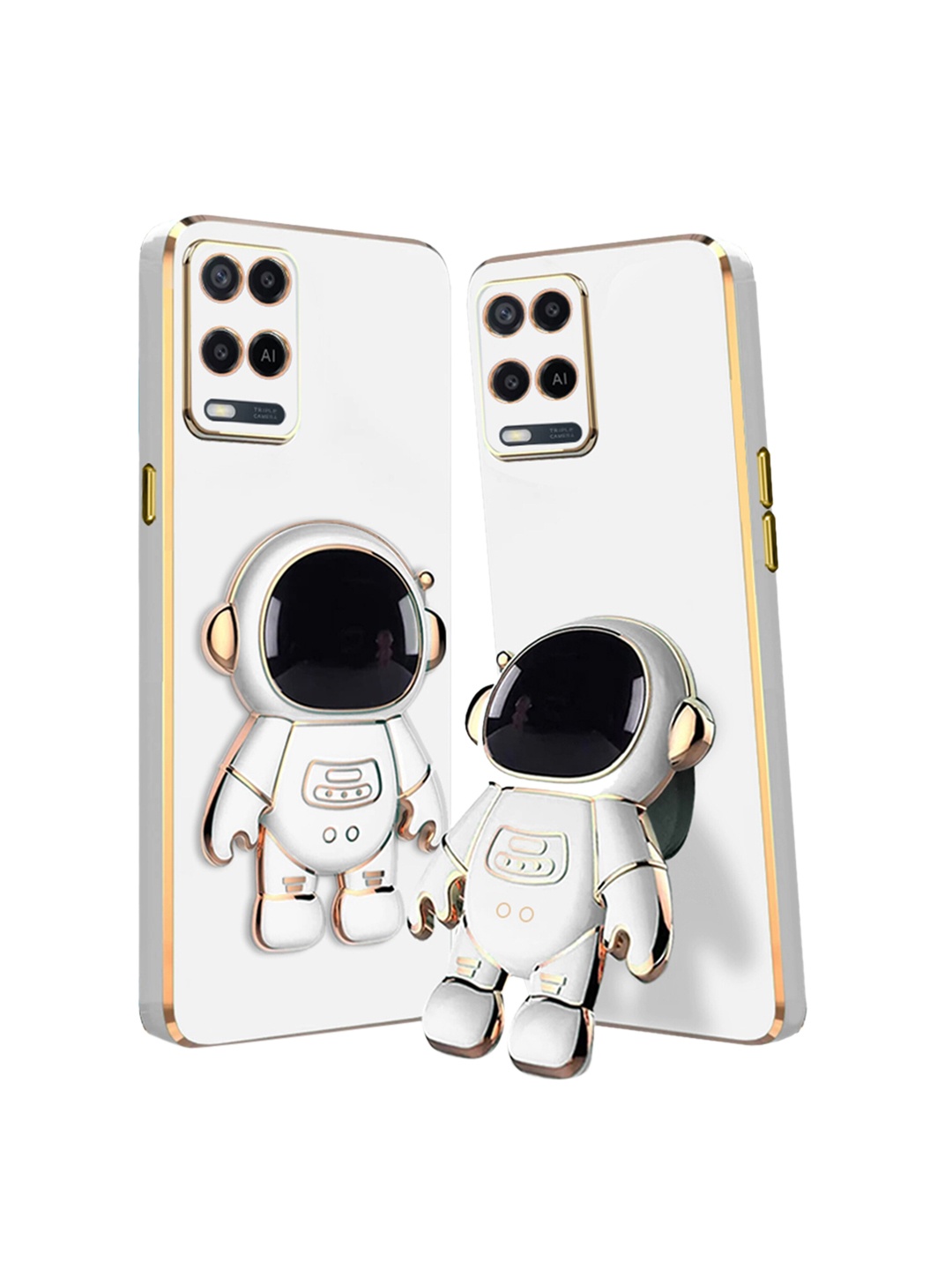 

Karwan Oppo A54 Phone Back Case With Astronaut Holster Stand, White