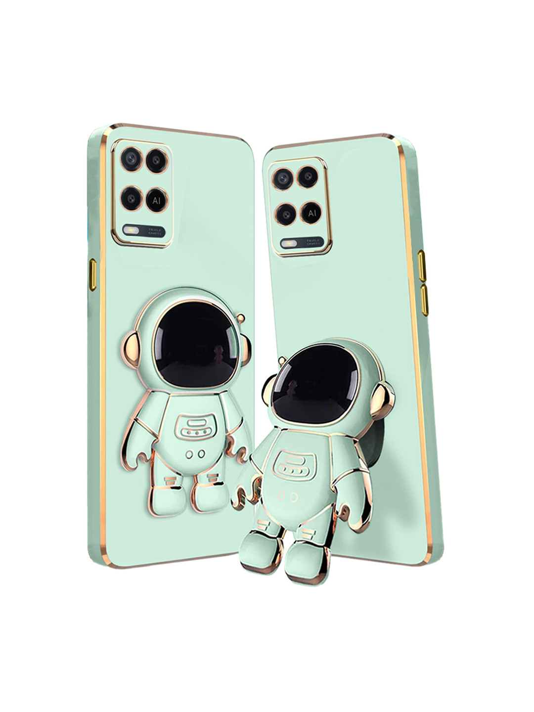 

Karwan Oppo A54 Phone Back Case With Astronaut Holster Stand, Green