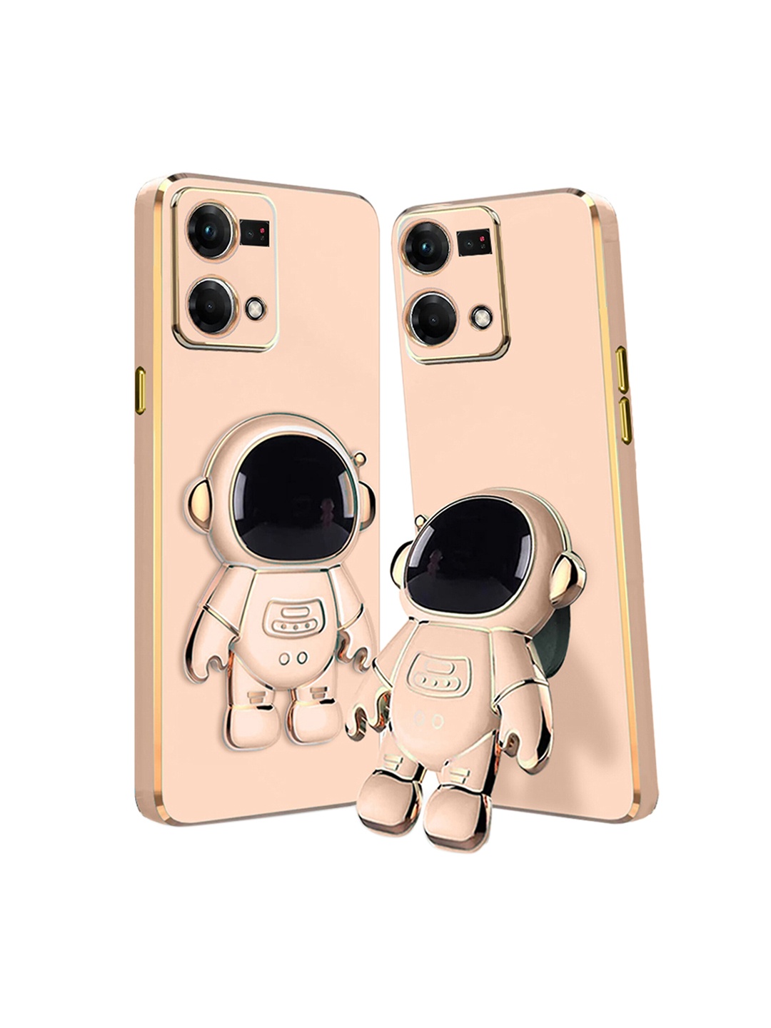 

Karwan Oppo F21 Pro 4G Phone Back Case With Astronaut Holster Stand, Peach