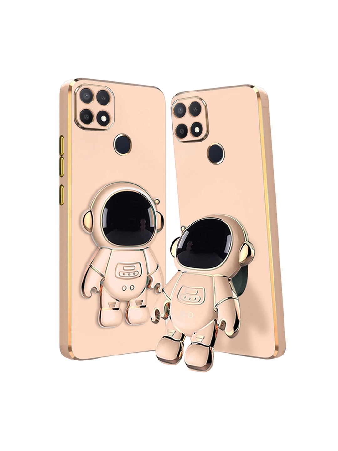 

Karwan Oppo A15 Phone Back Case With Astronaut Holster Stand, Pink