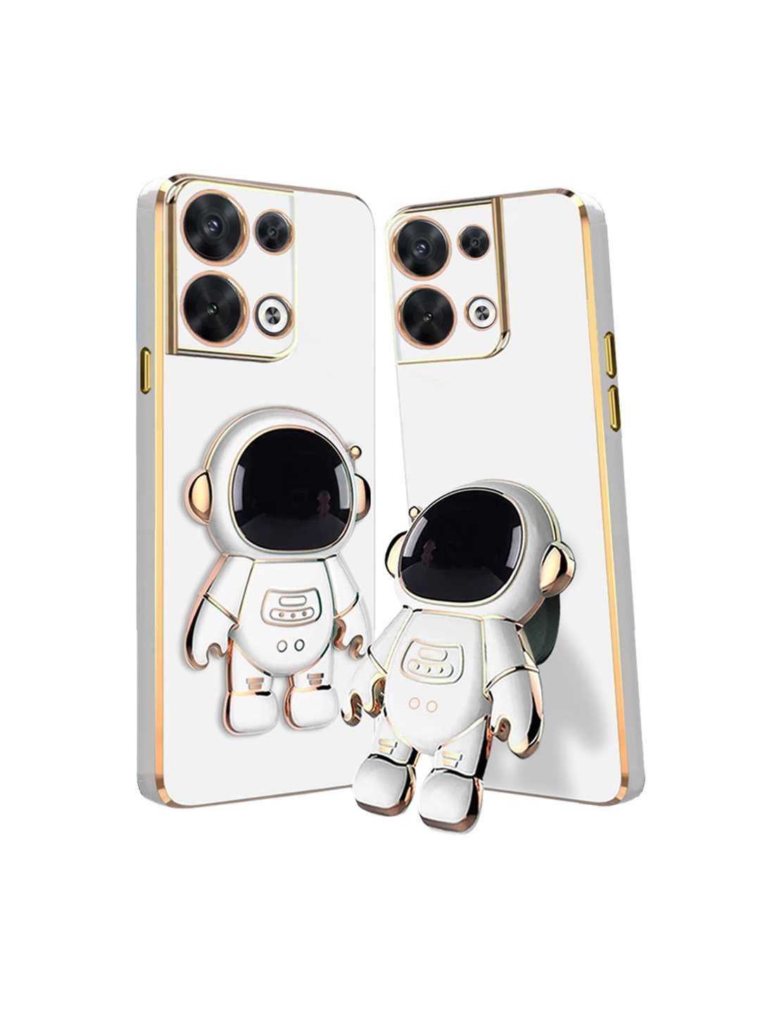 

Karwan Oppo Reno 8 Phone Back Case With Astronaut Holster Stand, White