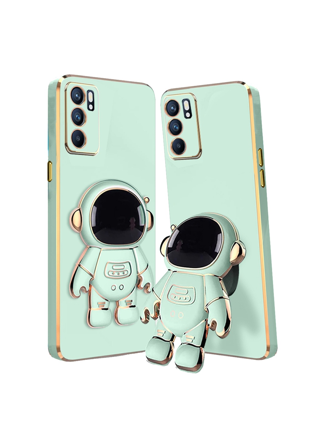 

Karwan Oppo Reno 6 Phone Back Case With Astronaut Holster Stand, Green