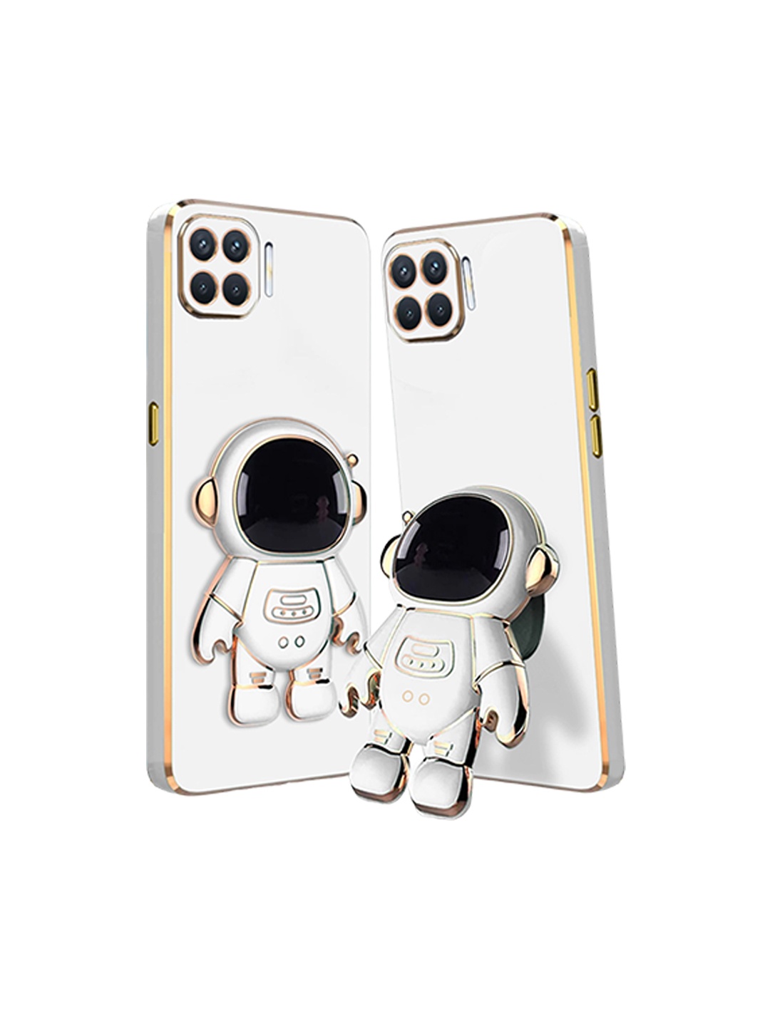 

Karwan Oppo F17 Pro Phone Back Case With Astronaut Holster Stand, White