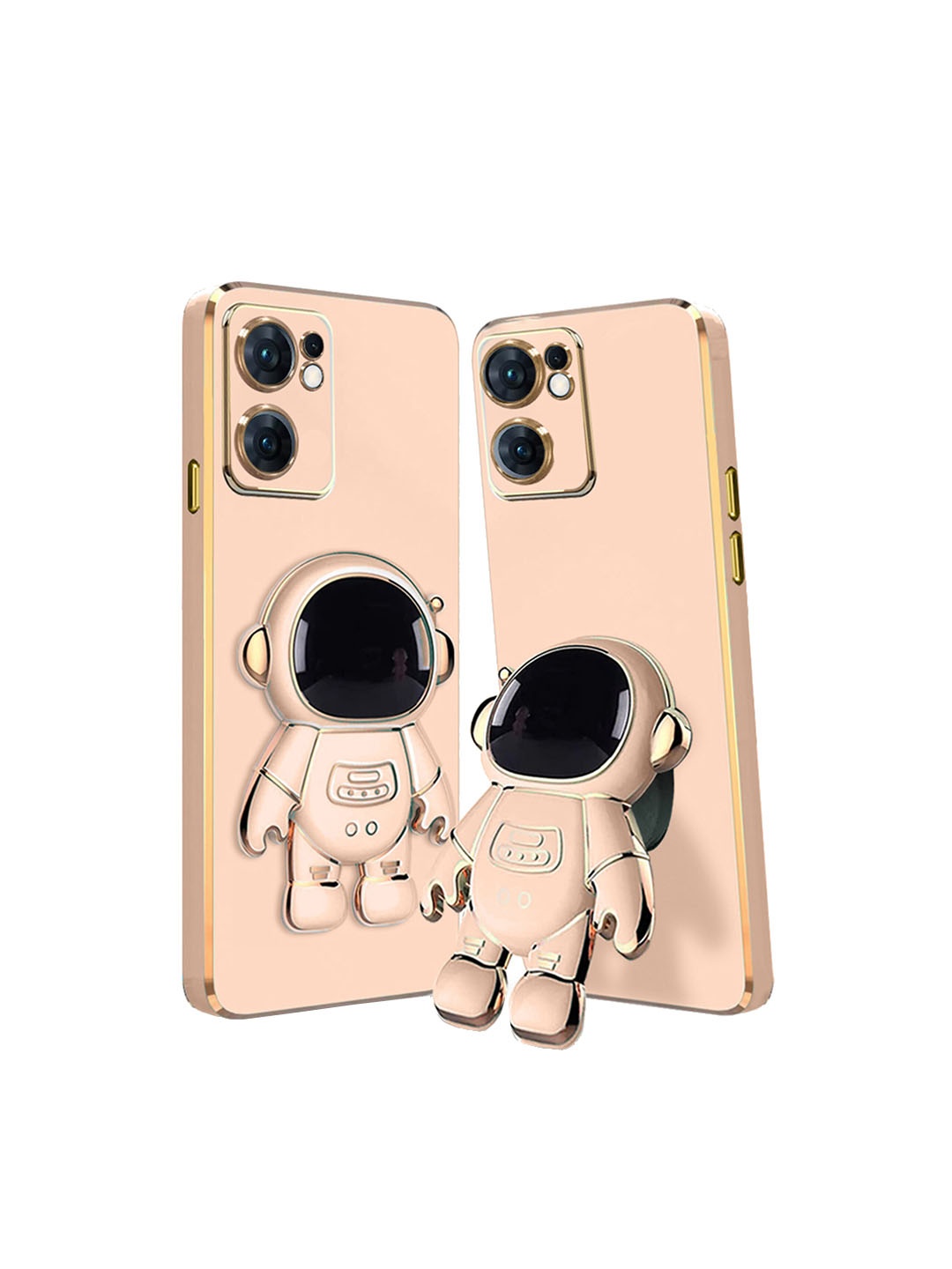 

Karwan Oppo Reno 7 Phone Back Case With Astronaut Holster Stand, Pink