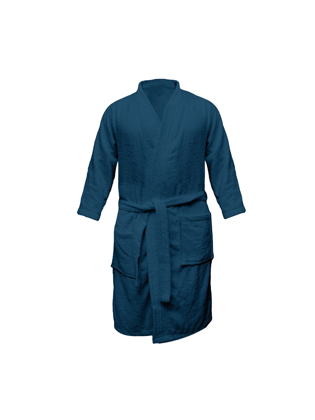 

CURIOUS LIFESTYLE Teal Blue Pure Terry Cotton 400GSM Bath Robe With Room Slippers
