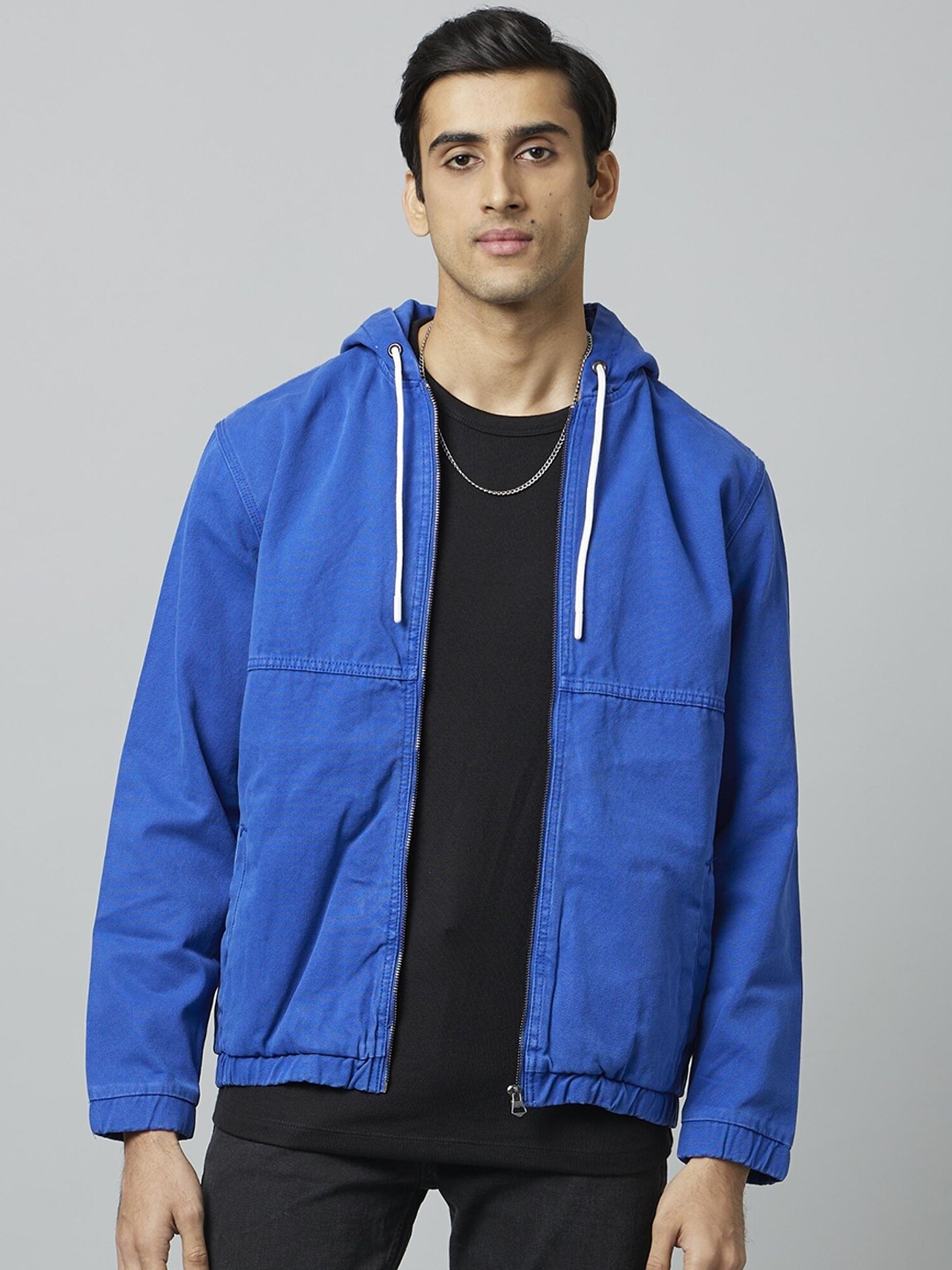 

Celio Hooded Denim Jacket, Blue