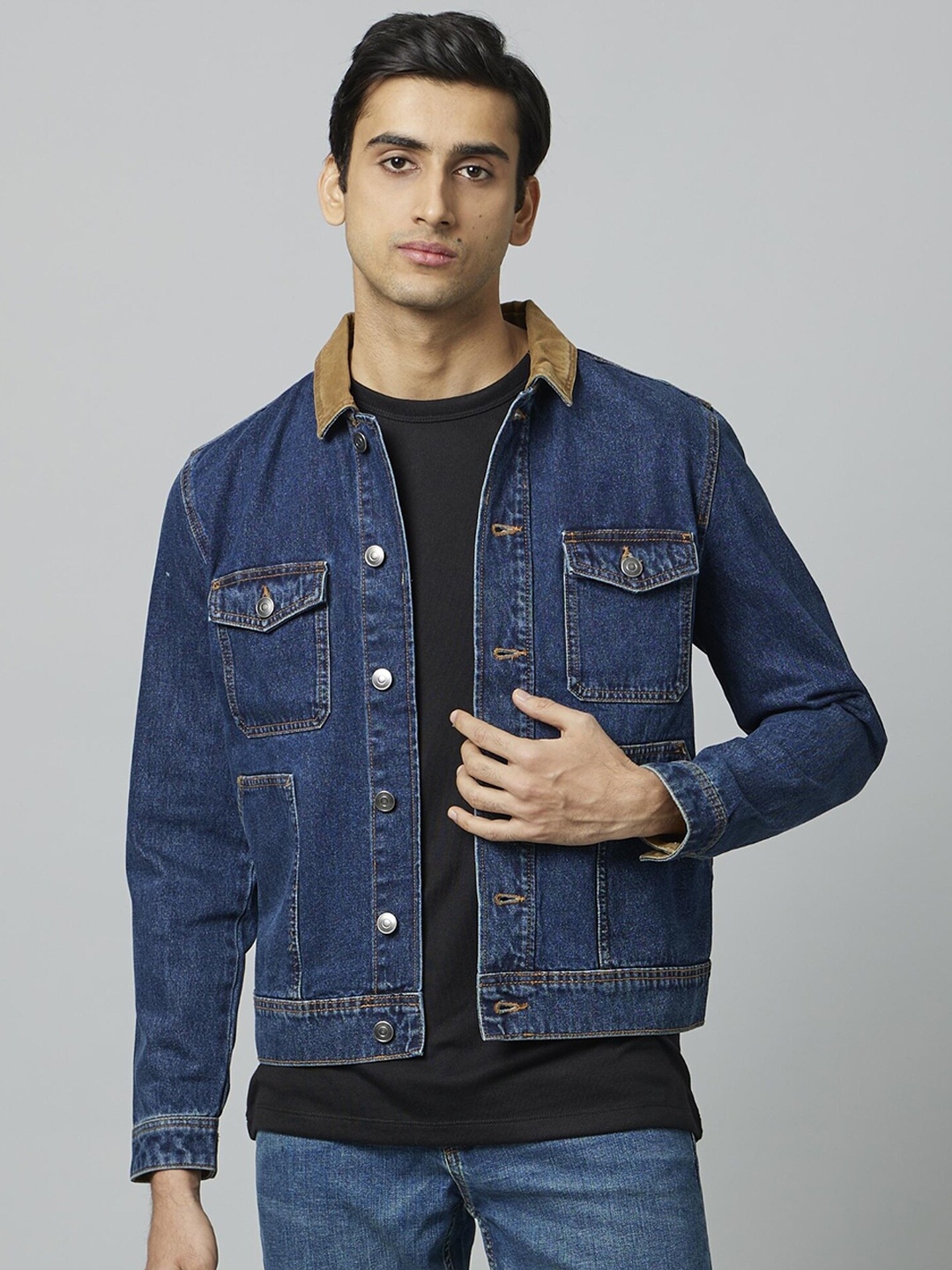 

Celio Spread Collar Denim Jacket, Blue