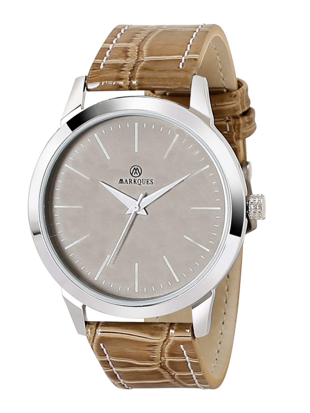 

MARKQUES Men Leather Straps Analogue Watch SLM-77091302, Grey