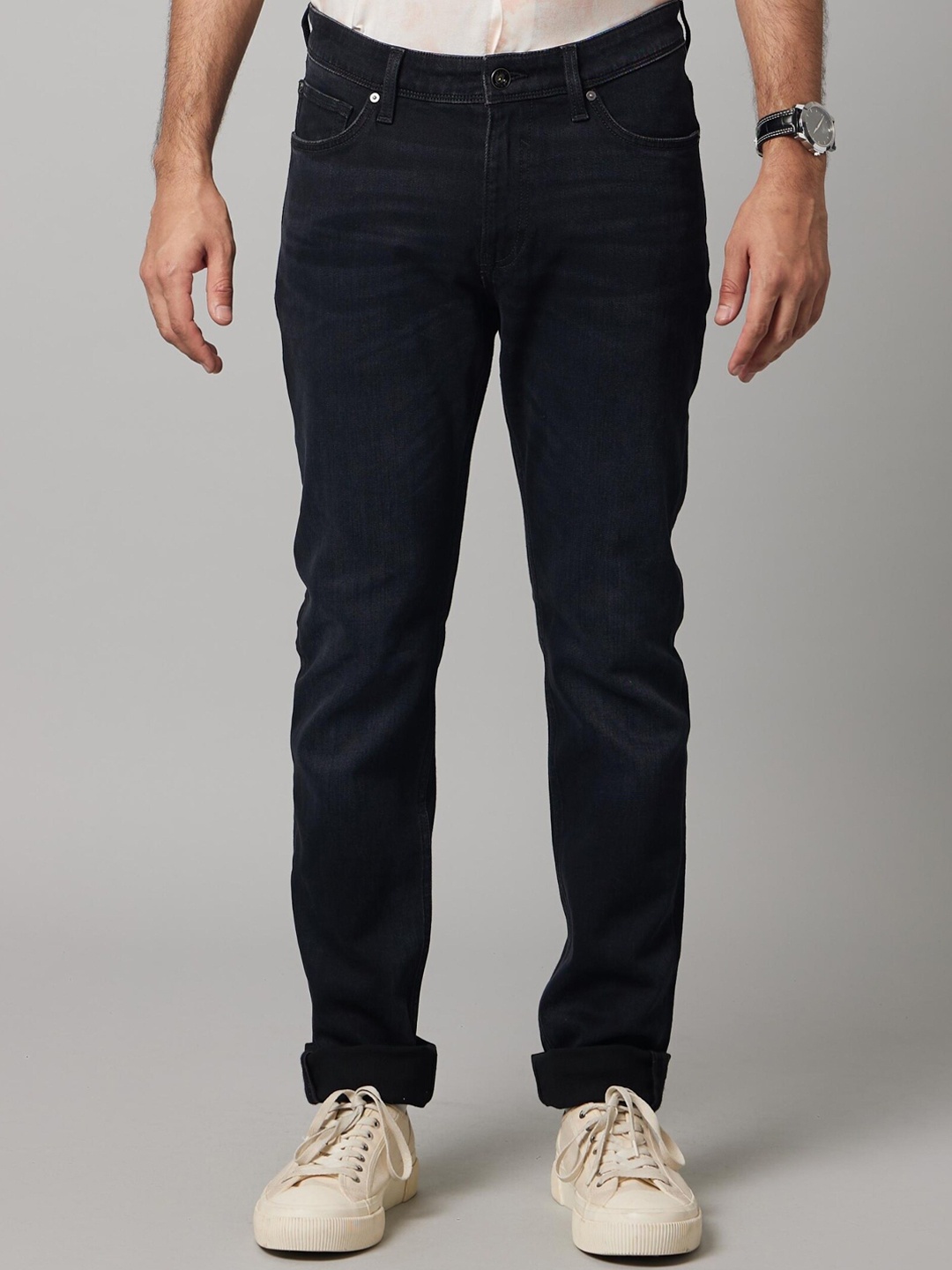 

Celio Men Mid-Rise Dark No Fade Stretchable Jeans, Black