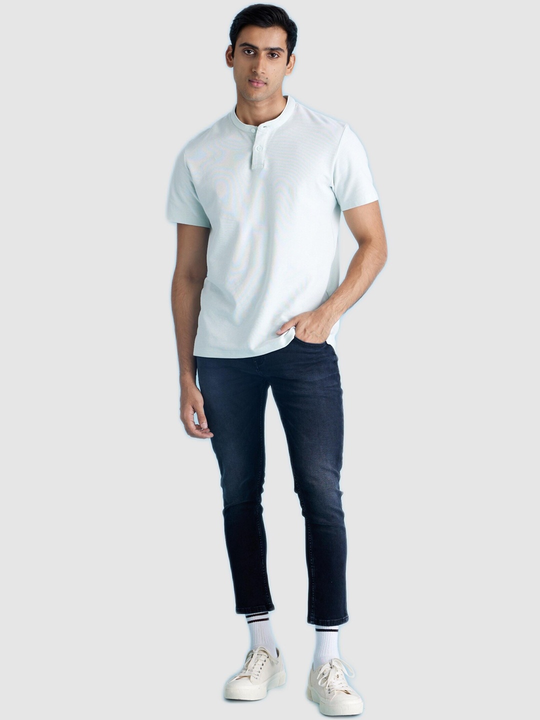 

Celio Men Jean Regular Fit Light Fade Stretchable Cotton Jeans, Navy blue