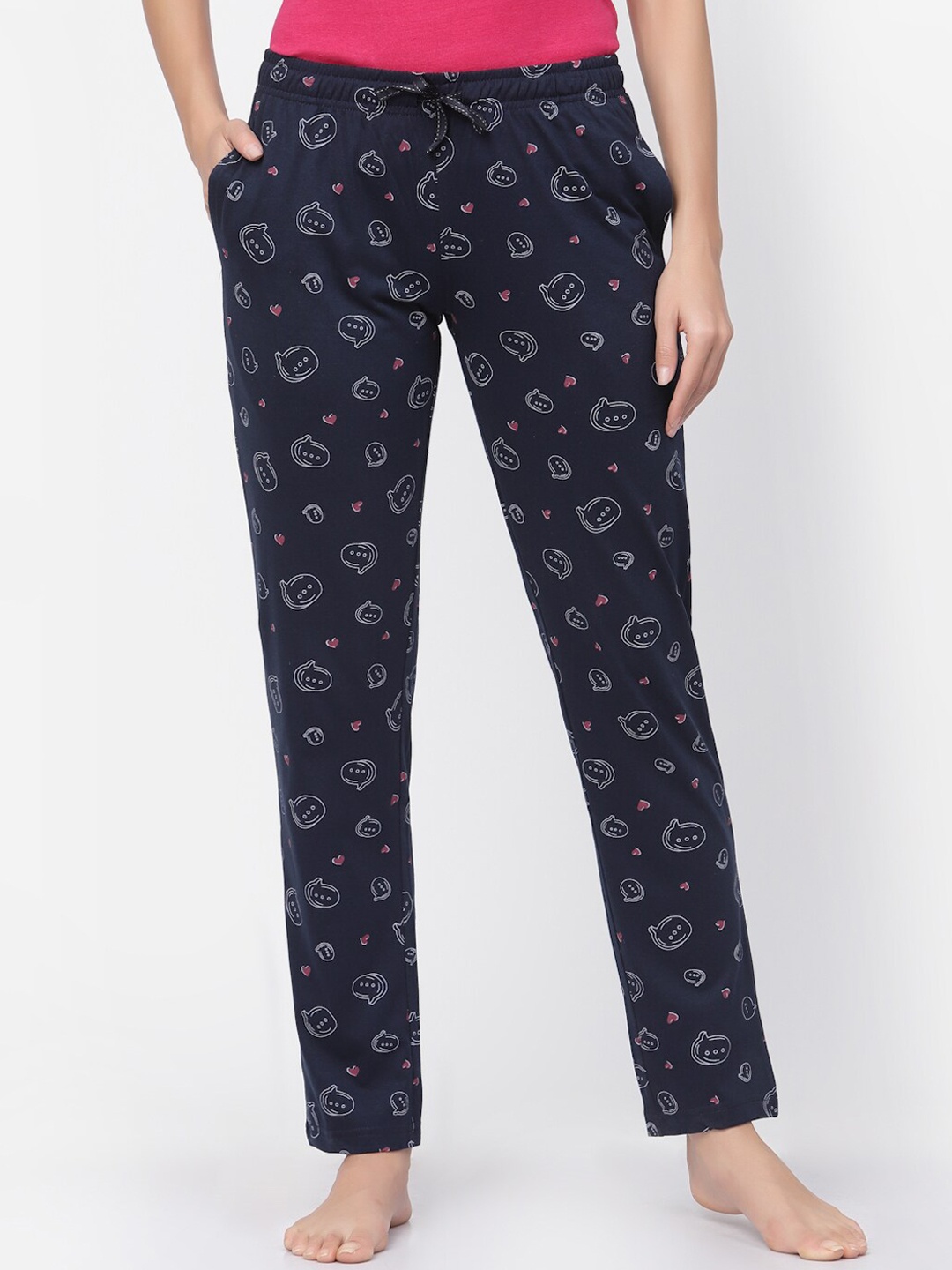 

Sweet Dreams Women Printed Lounge Pants, Navy blue