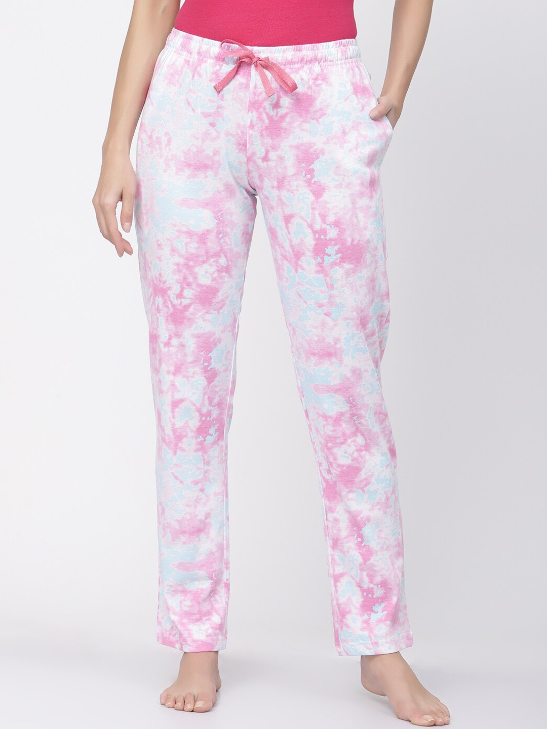 

Sweet Dreams Women Pure Cotton Printed Lounge Pants, Pink