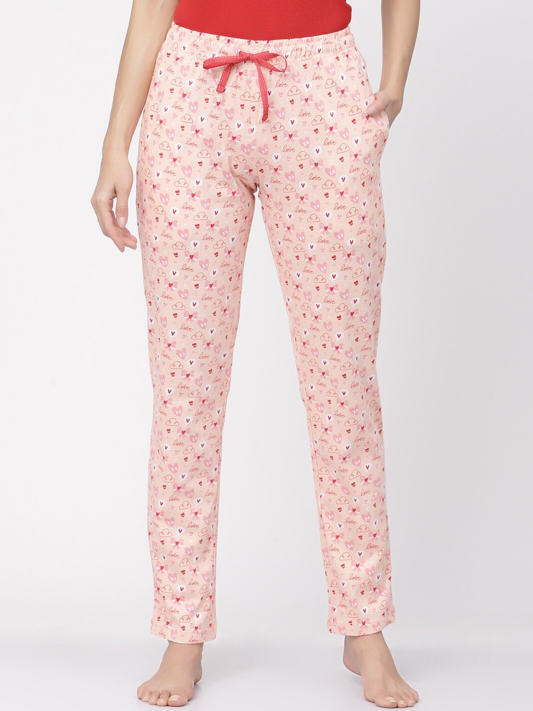 

Sweet Dreams Women Printed Pure Cotton Lounge Pants, Pink