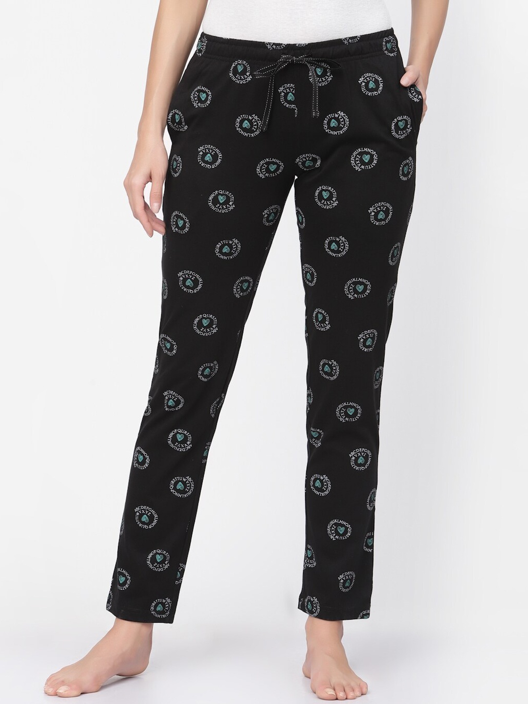 

Sweet Dreams Women Printed Lounge Pants, Black