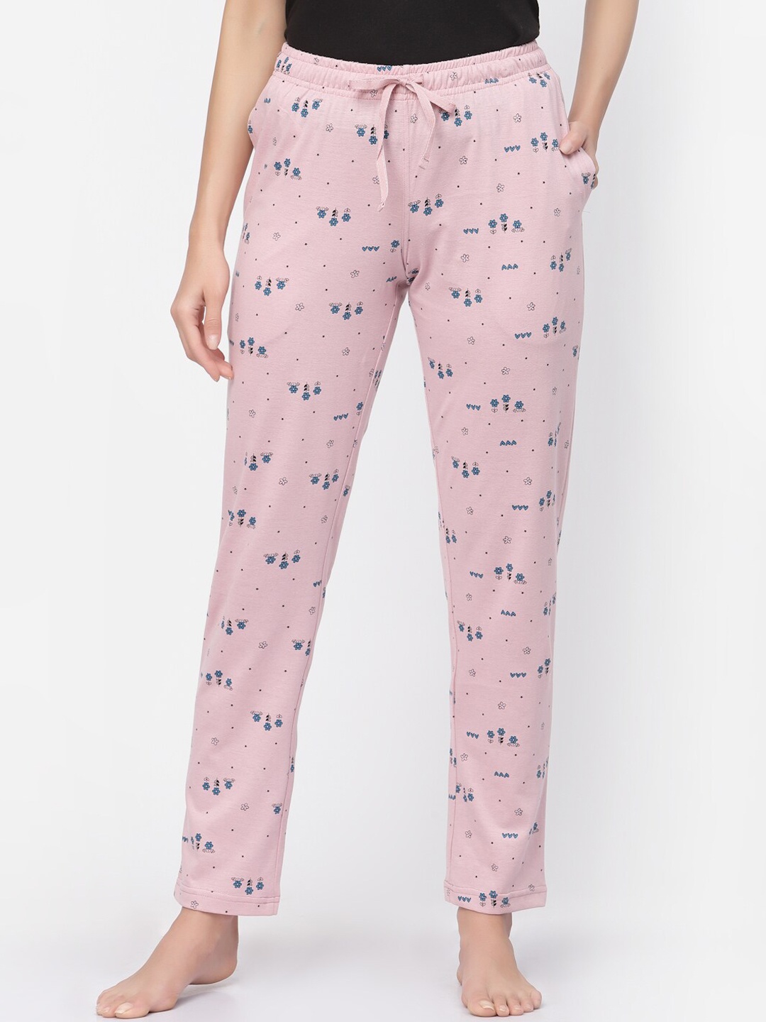 

Sweet Dreams Women Pure Cotton Printed Lounge Pant, Pink