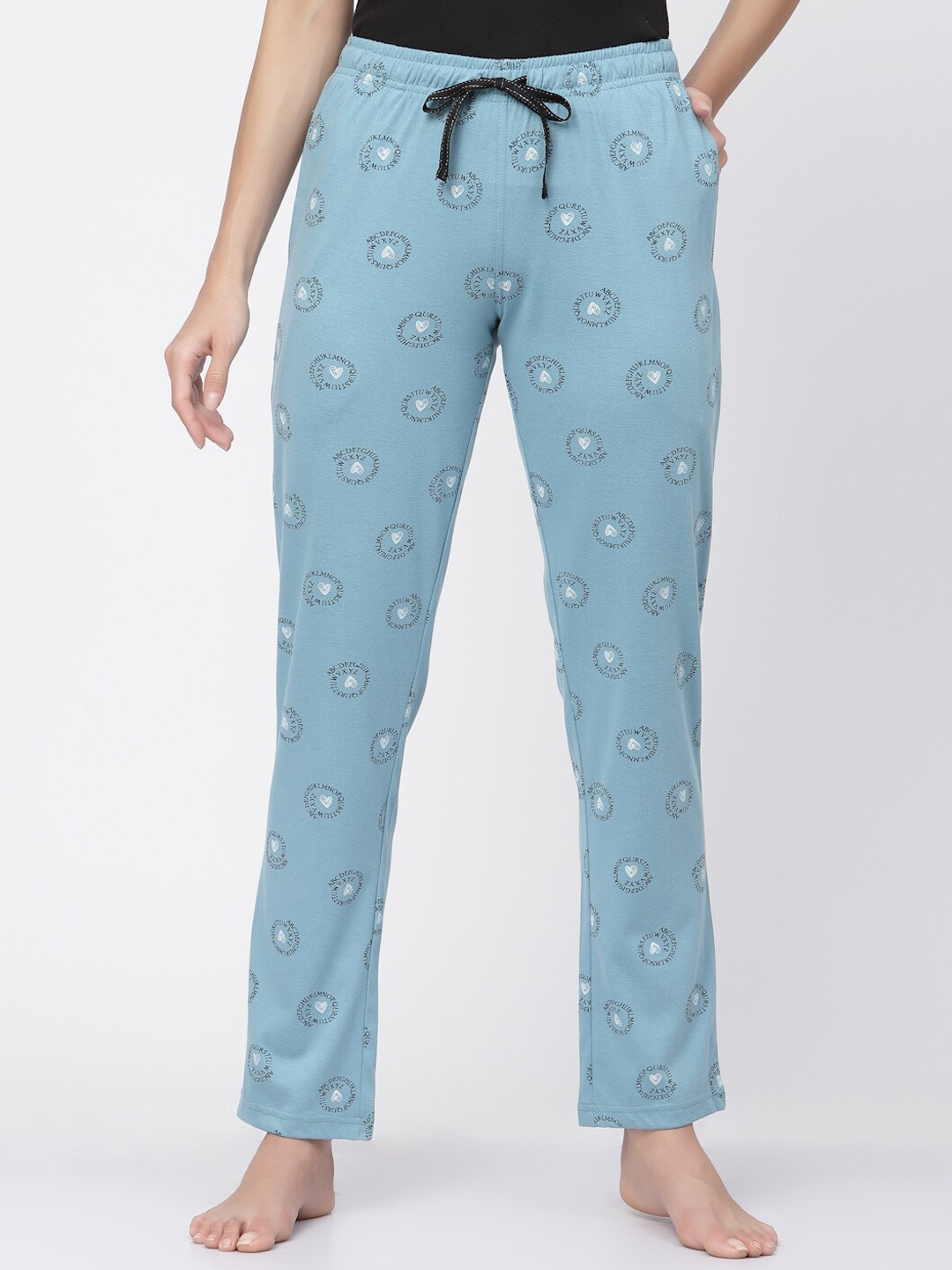 

Sweet Dreams Women Pure Cotton Printed Lounge Pant, Blue
