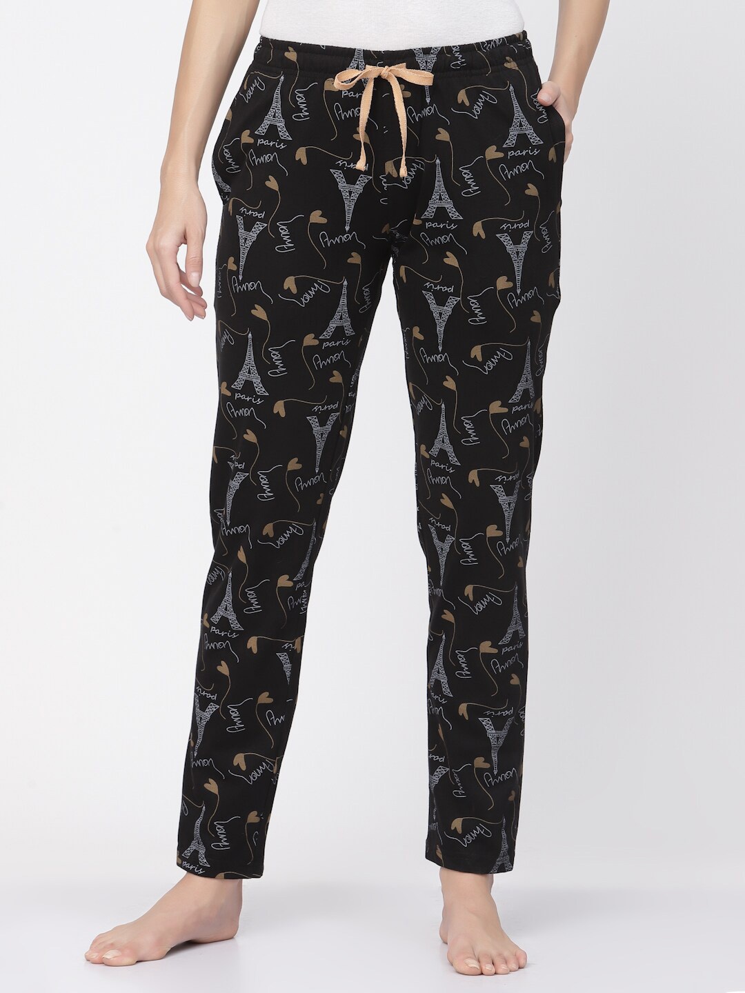 

Sweet Dreams Women Printed Lounge Pants, Black