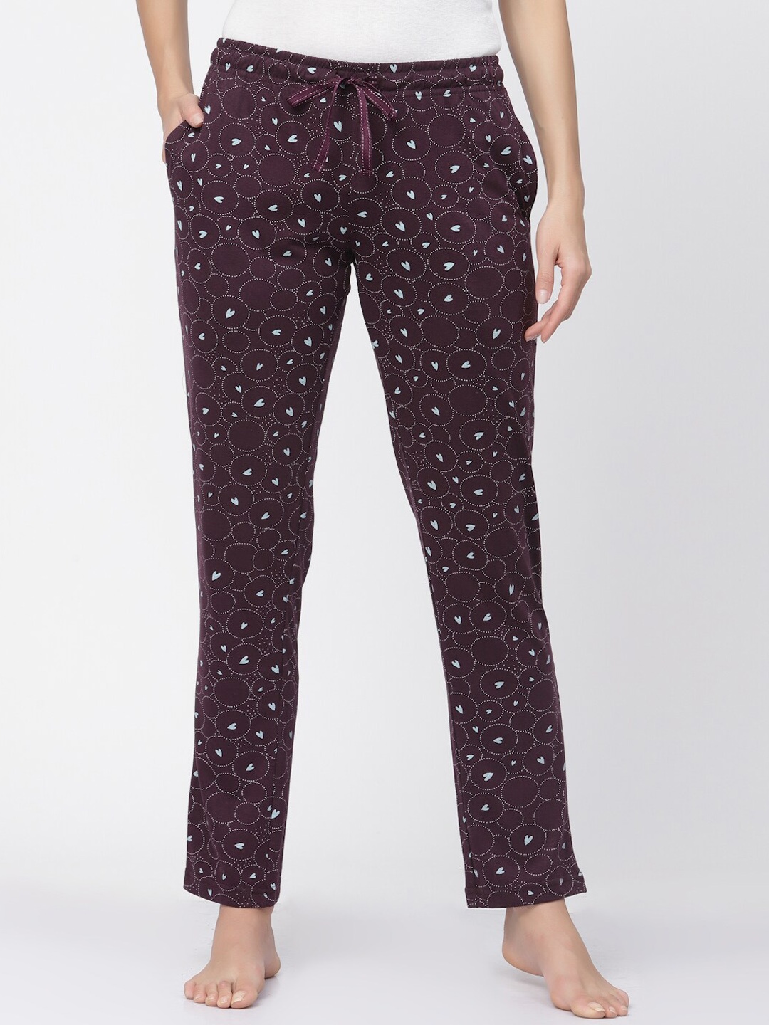 

Sweet Dreams Women Printed Lounge Pants, Maroon