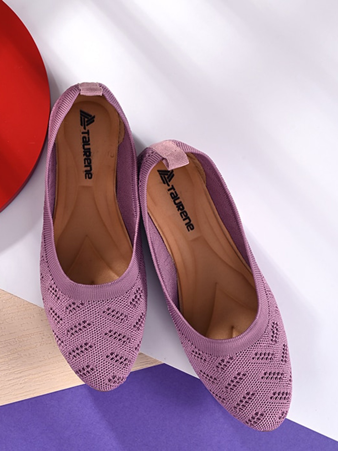 

TAURENE Woven Design Ballerinas, Lavender