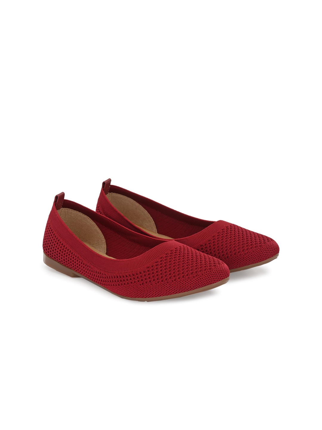 

TAURENE Women Woven Design Pointed Toe Ballerinas, Red