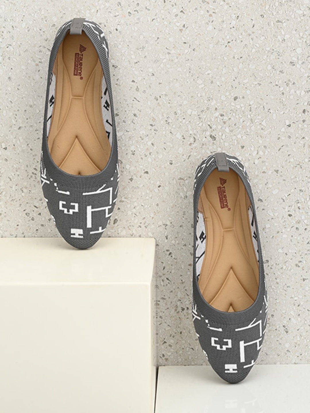

TAURENE Women Woven Design Pointed Toe Ballerinas, Grey