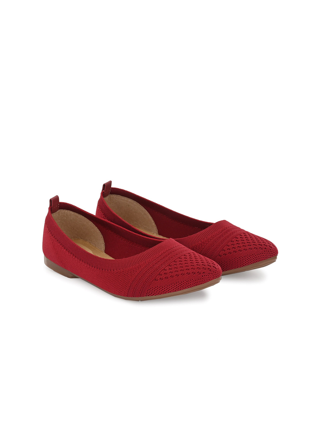

TAURENE Women Textured Fabric Slip-On Ballerinas, Red
