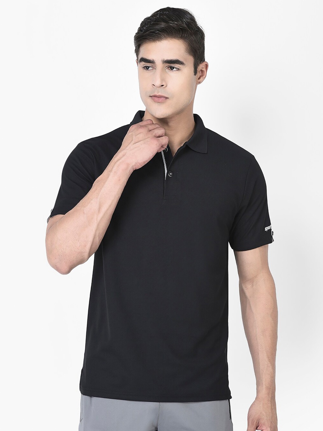 

SPORT SUN Dri-Fit Polo Collar Short Sleeves Tennis Sports T-shirt, Black