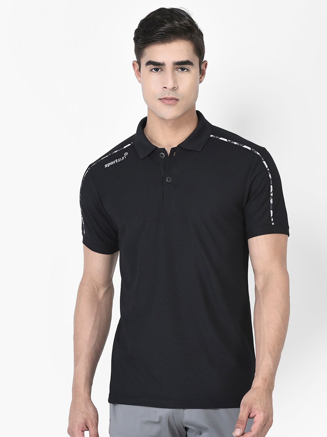 

SPORT SUN Polo Collar Dri FIT T-shirt, Black