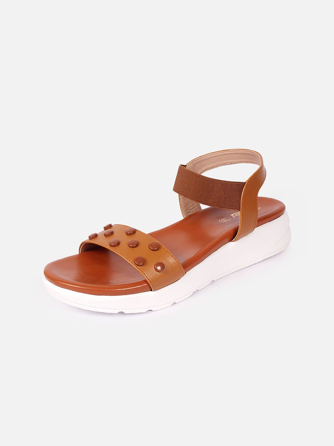 

The Roadster Co. Tan Brown and White Studded Air Max Comfort Heels
