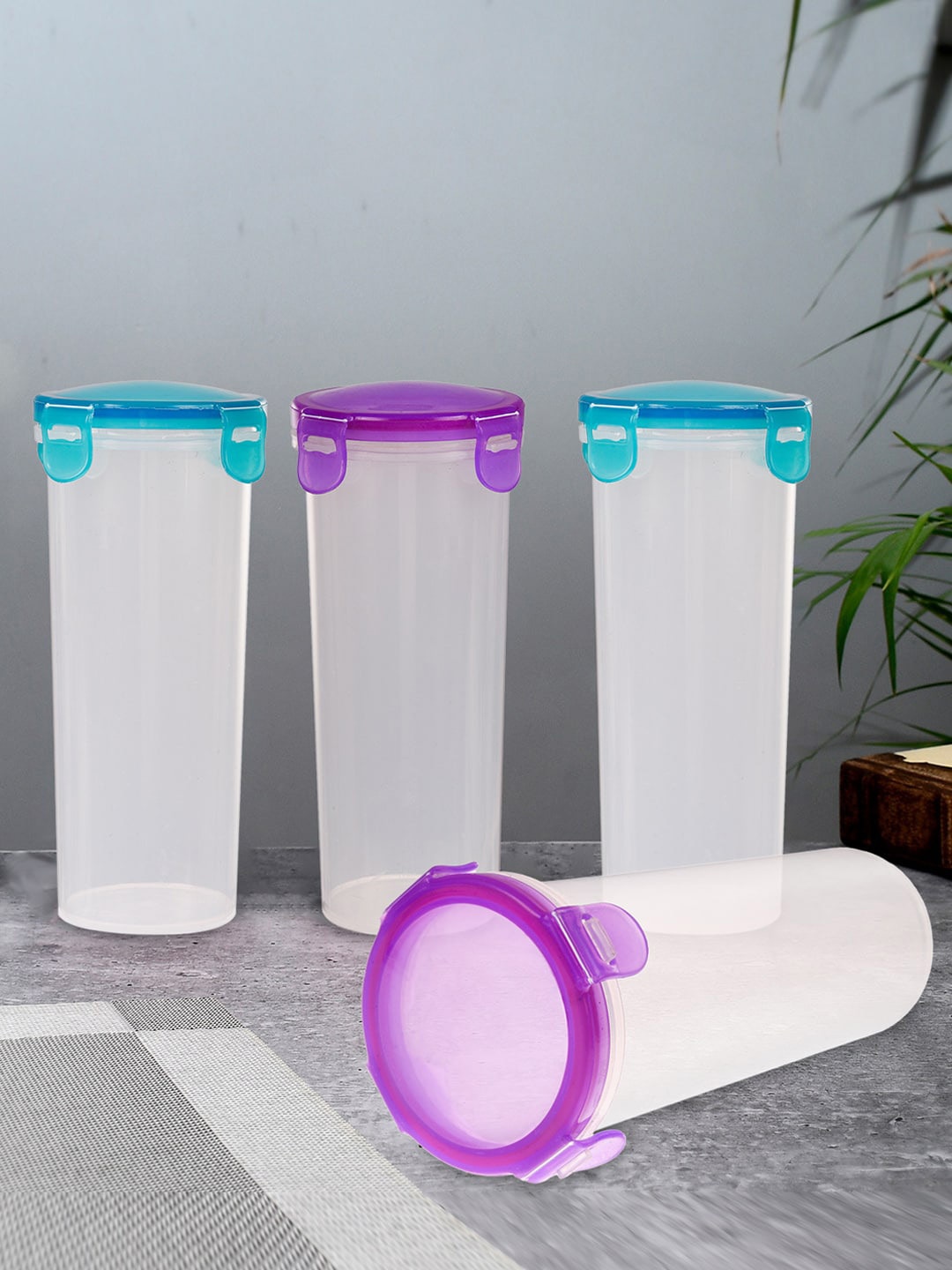 

Kuber Industries Klick n Seal 3-Piece Blue And Purple Spill Proof Containers - 500 ml Each