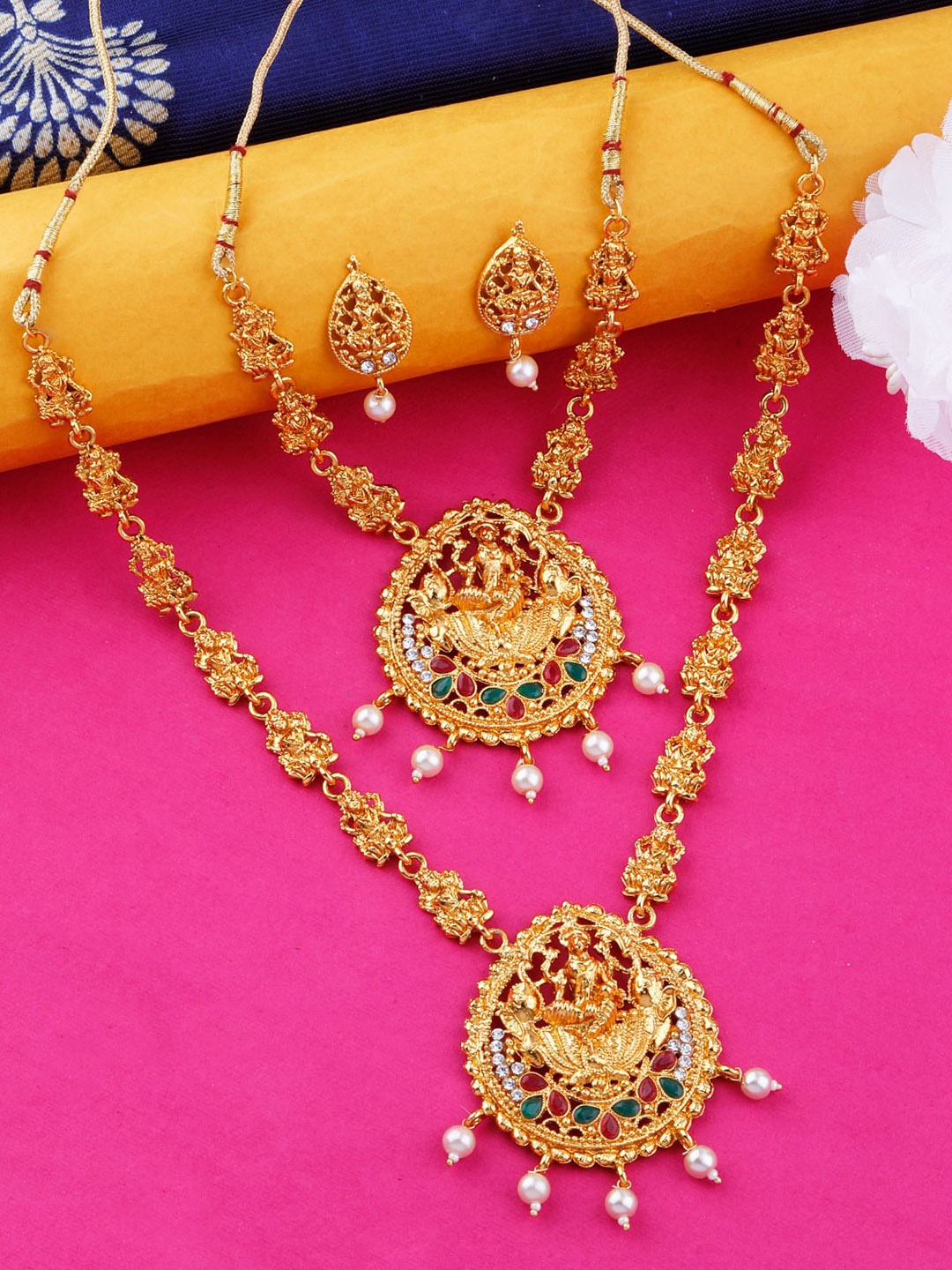 

Silver Shine Gold-Plated AD-Studded Jewellery Set